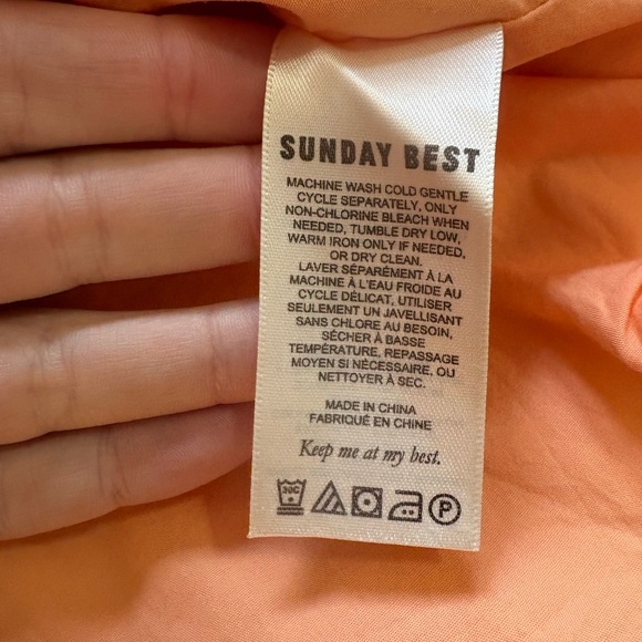 Aritzia Sunday Best Hadley Puff Sleeve Smocked Dress Apricot Floral linen small - Picture 3 of 7